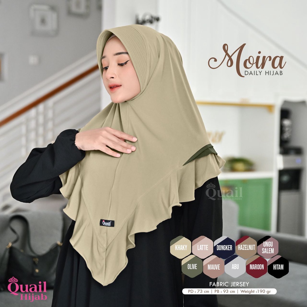 Jilbab MOIRA Quail Hijab Original Instan Jersey Kombinasi Premium Terbaru COD Distributor Resmi