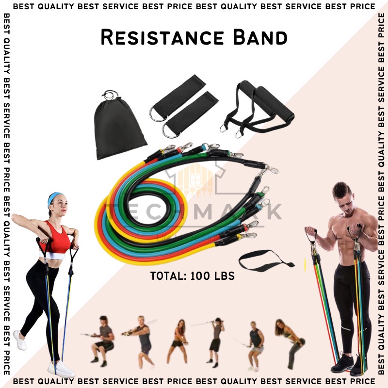 Alat Olahraga Tali Karet Resistance Band Full Set Fitness Gym