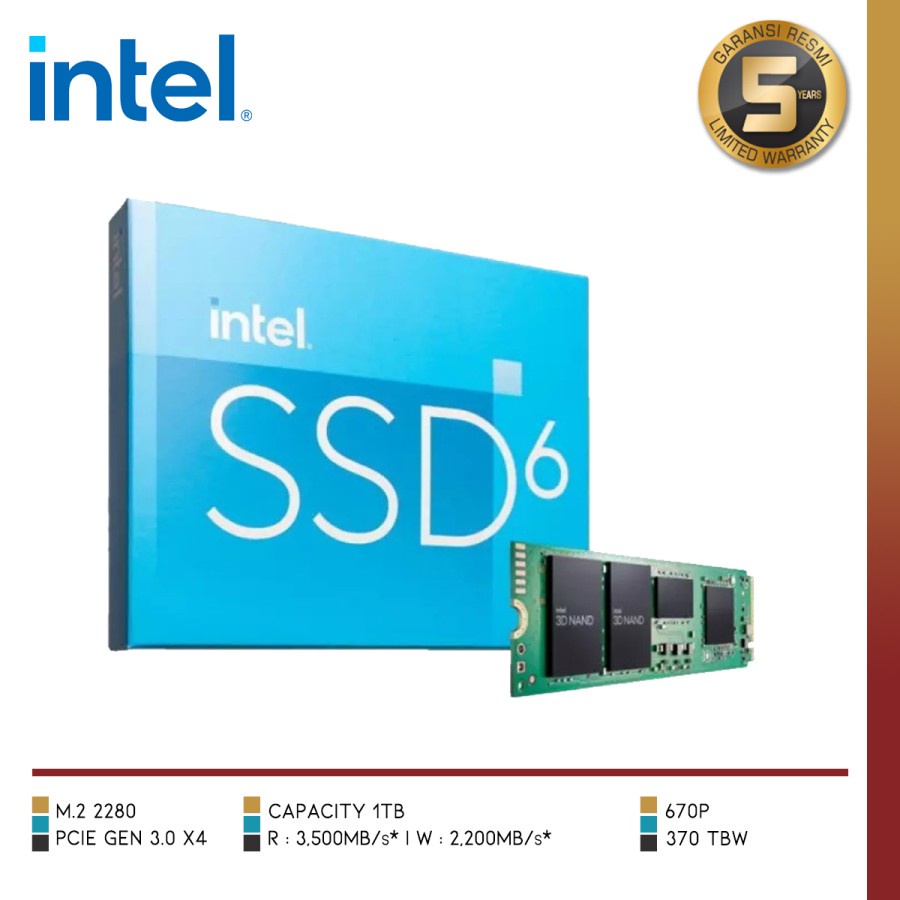 INTEL SSD Seri 670p 512GB / 1TB / 2TB SSD M.2 NVMe Gen 3 x4 670 p