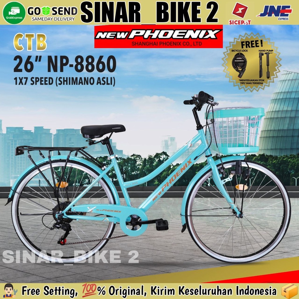 Sepeda Keranjang Dewasa Phoenix NP-8860 &amp; NP-8860 AT Ukuran 26 Inch 7 Speed Shimano