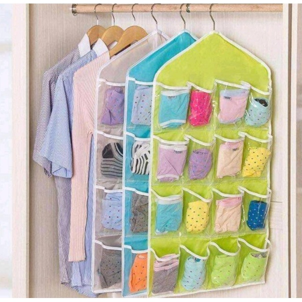 Storage Gantung 16 Kantong Hanger Organizer Sebaguna Pouch Korean