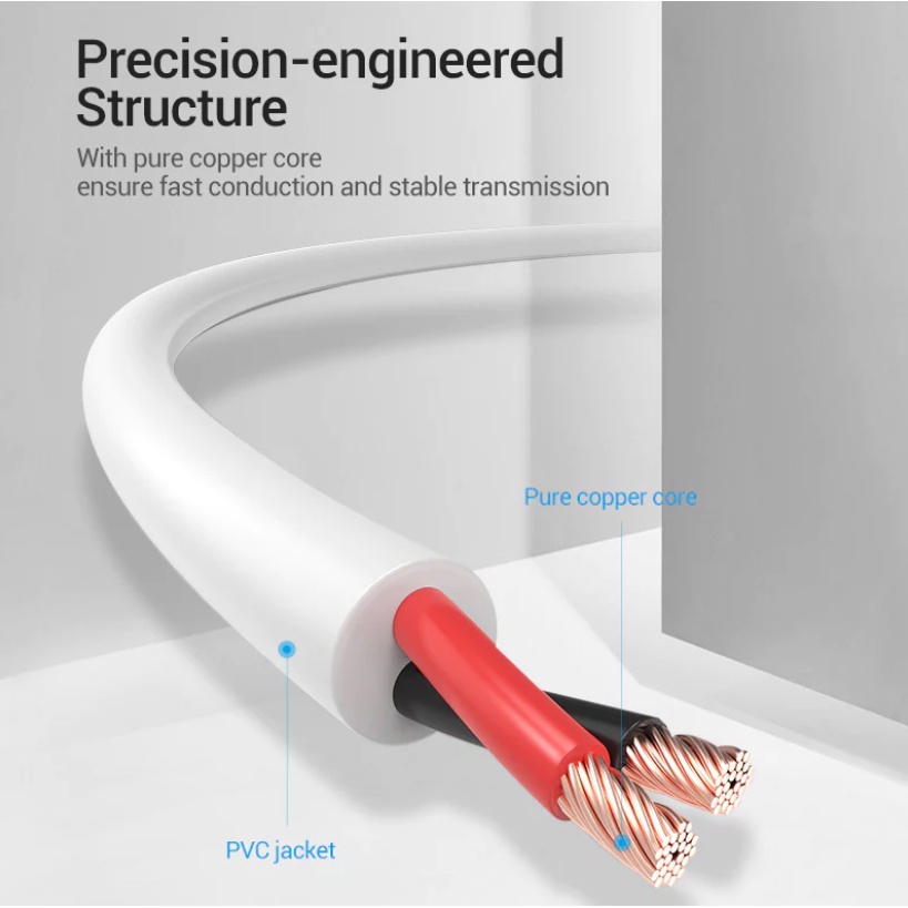 Vention Kabel Power USB to DC 3.5mm 5.5mm JACK 5V 0.5M 1M 1.5M