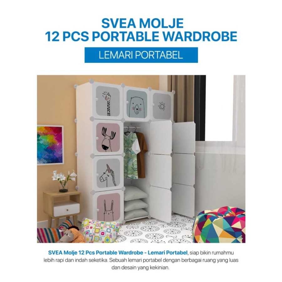 SVEA Lemari Portable Plastik 12 Pintu Tempat Baju Pakaian