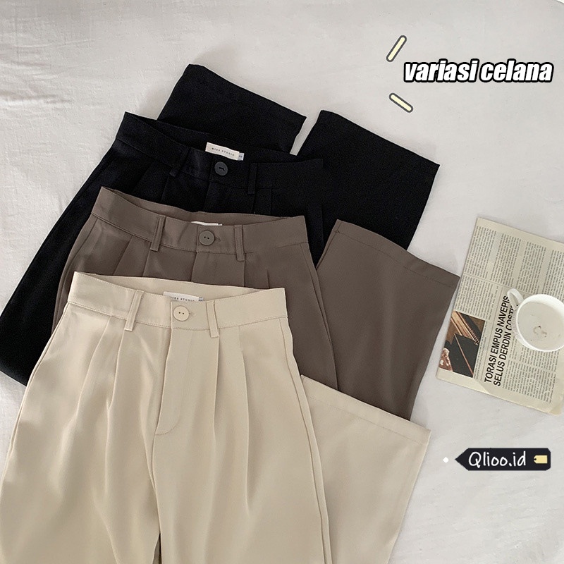 Korean Style Celana Kulot Wanita Loose Highwaist Terbaru Hitam Pants/celana korean style wanita/highwaist pants