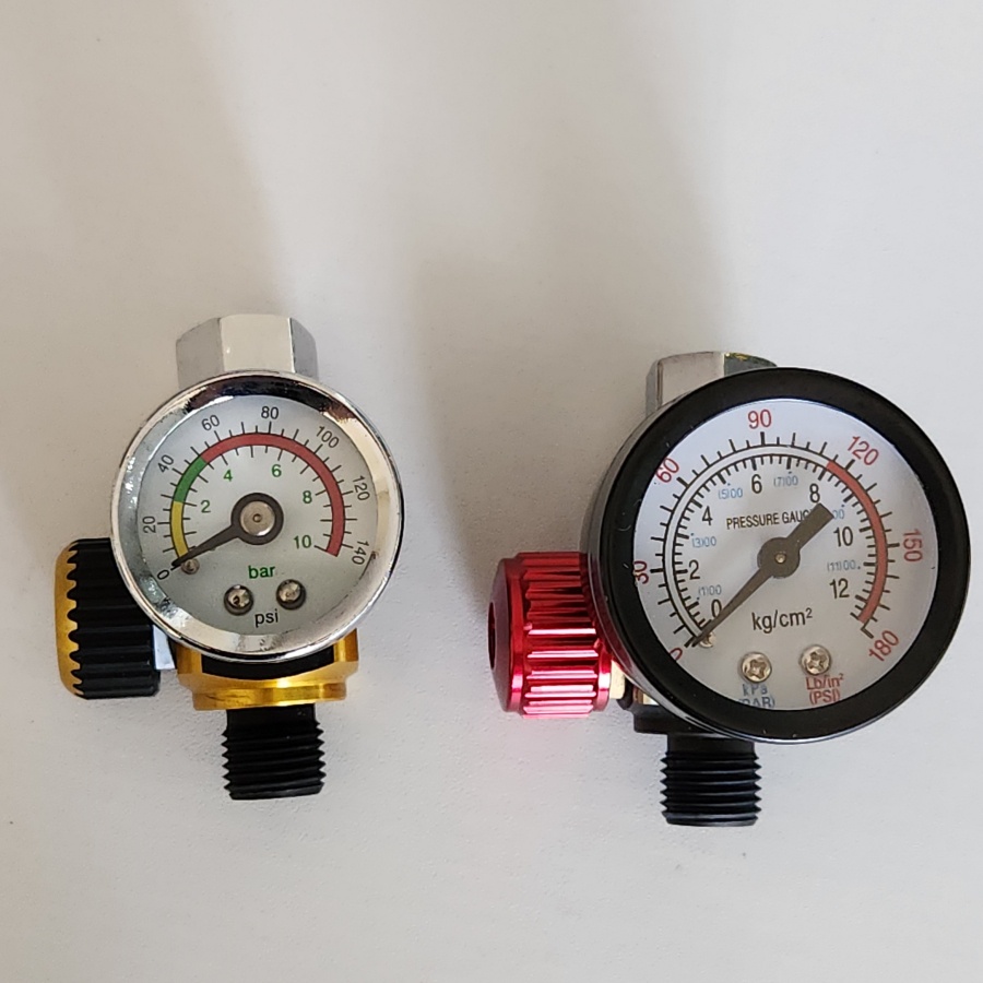 Air Regulator Spray Gun With Pressure Gauge - Ukuran 1/4