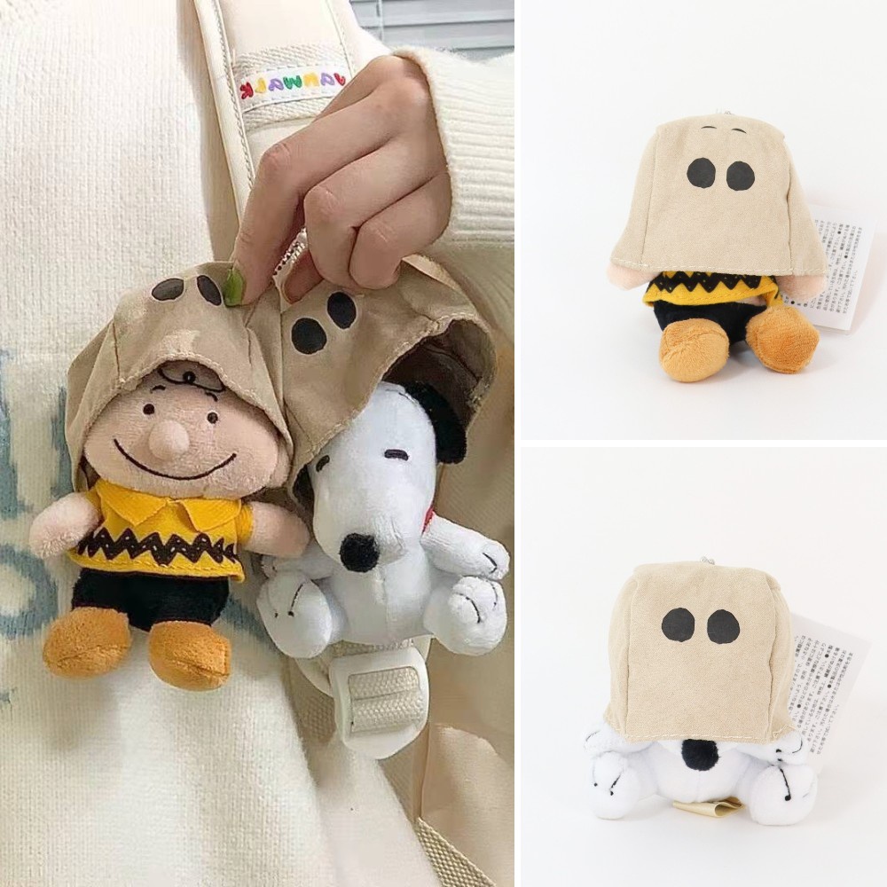 Ins Lucu Boneka Mewah Gantungan Kunci Snoopy Charlie Paper Bag Pullover Bag Dekorasi