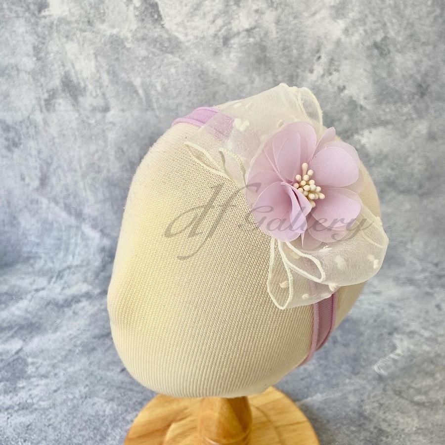 Bandana Bayi Anak Perempuan Viola dfGallery Bunga Putik Cantik - Peach