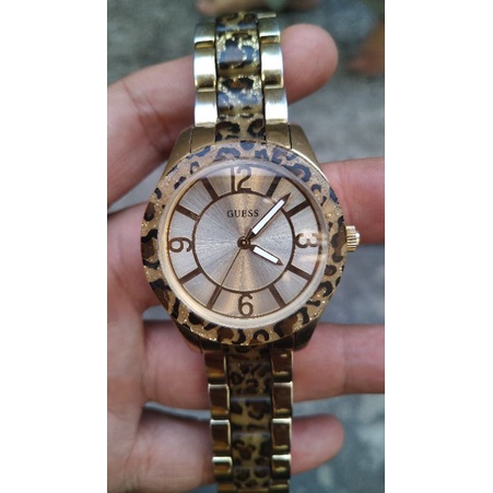 jam tangan guess motif leopard second bekas original