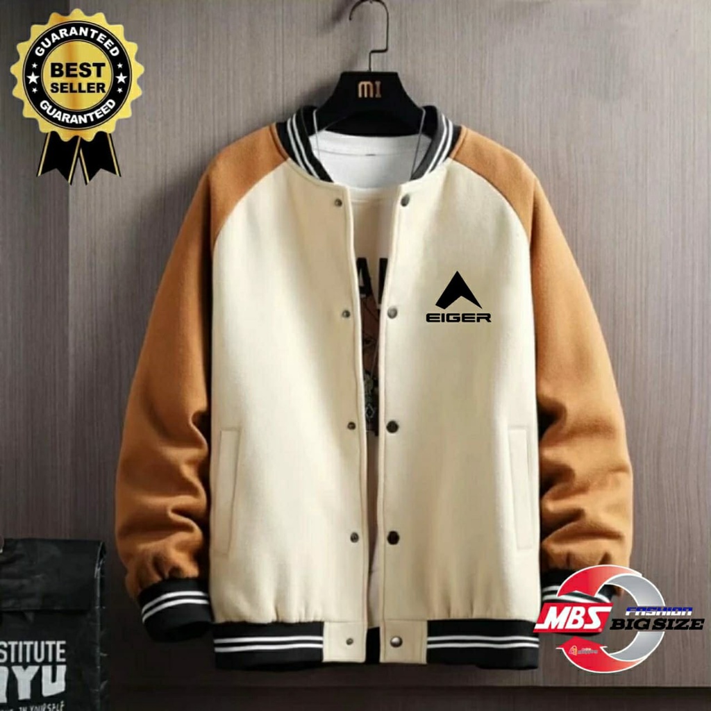 Jaket Baseball Varsity EIGER Oversize Pria/Wanita S-6XL