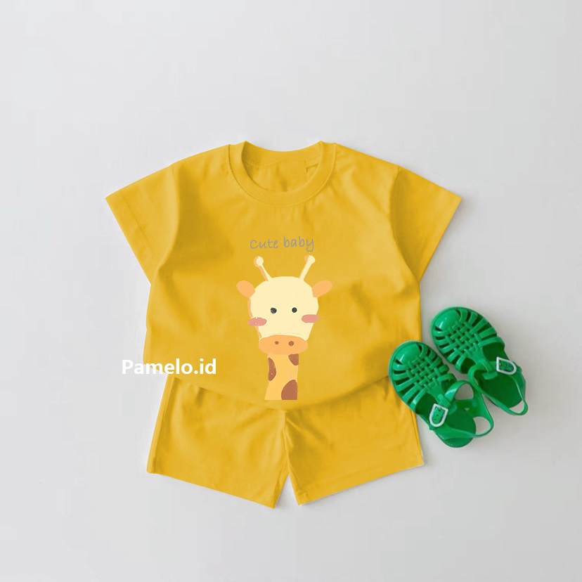 Pamelo.id Set Anak Cute Jerapa  / Fashion Anak / Stelan baju anak / Korea Style / Set Balita / Set Anak Unisex