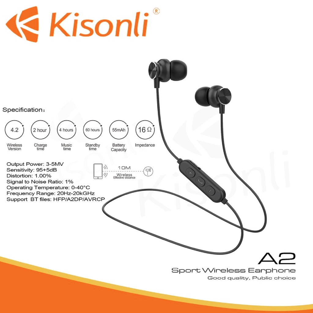 Sport Headset Earphone Bluetooth A2 Kisonli Gaming Stereo &amp; Mega Bass Effect - XOBOX