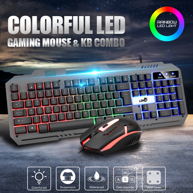 【COD】Gaming Keyboard Dan Mouse RGB Gaming USB Cable RGB Waterproof  Keyboard Komputer