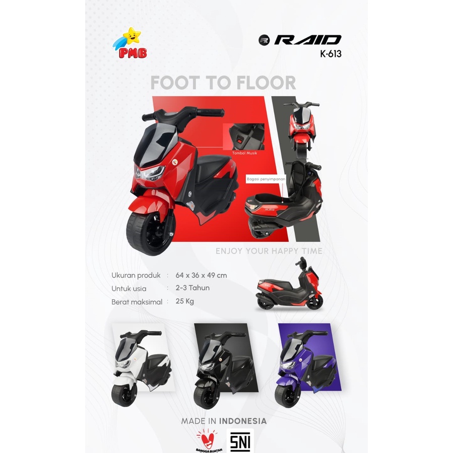 Motor Aki PMB K613C Mainan anak Motor-motoran MODEL NMAX mainan anak.