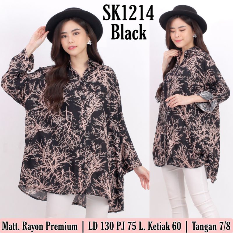 DZIKRI - Baju Wanita Jumbo LD 130 / Kemeja Katun Rayon Bigsize / Hem Karin