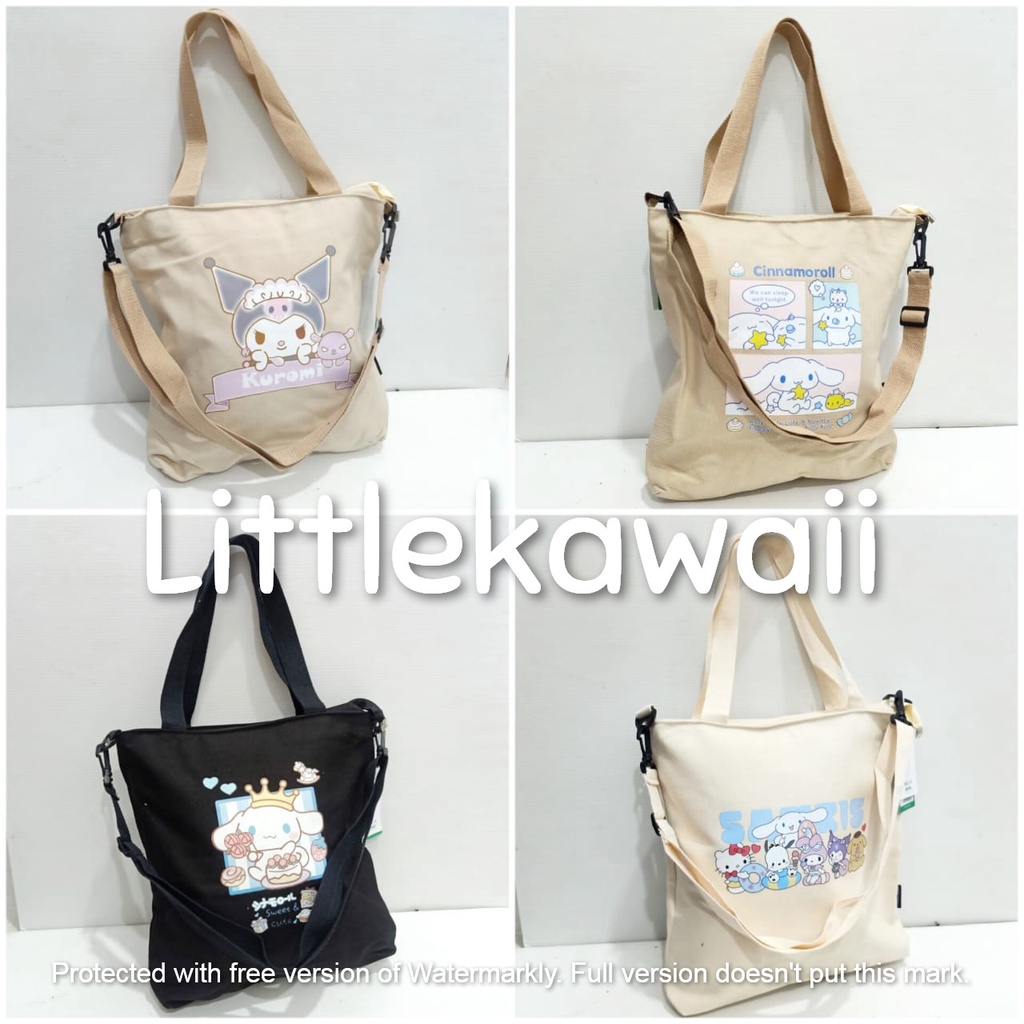 LK/Tas Totebag Tenteng Slempang Wanita Remaja Dewasa Fashion Casual Sekolah Kuliah Korean Style My Melody Kuromi Cinnamoroll PompomPurin Unofficial