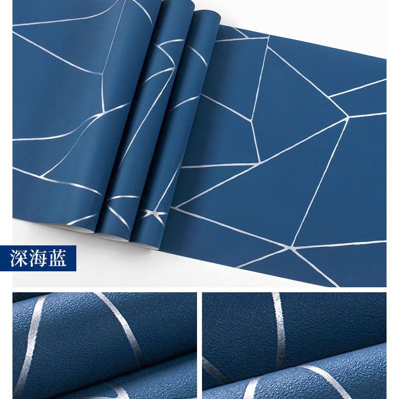 Wallpaper Dinding Motif Garis Geometris Dasar Biru Panjang 8 s/d 10Meter x Lebar 45cm