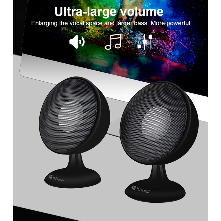 Speaker Mini Komputer / Laptop S-888 Hitam Kisonli Super Bass Effect With Volume Control - XOBOX