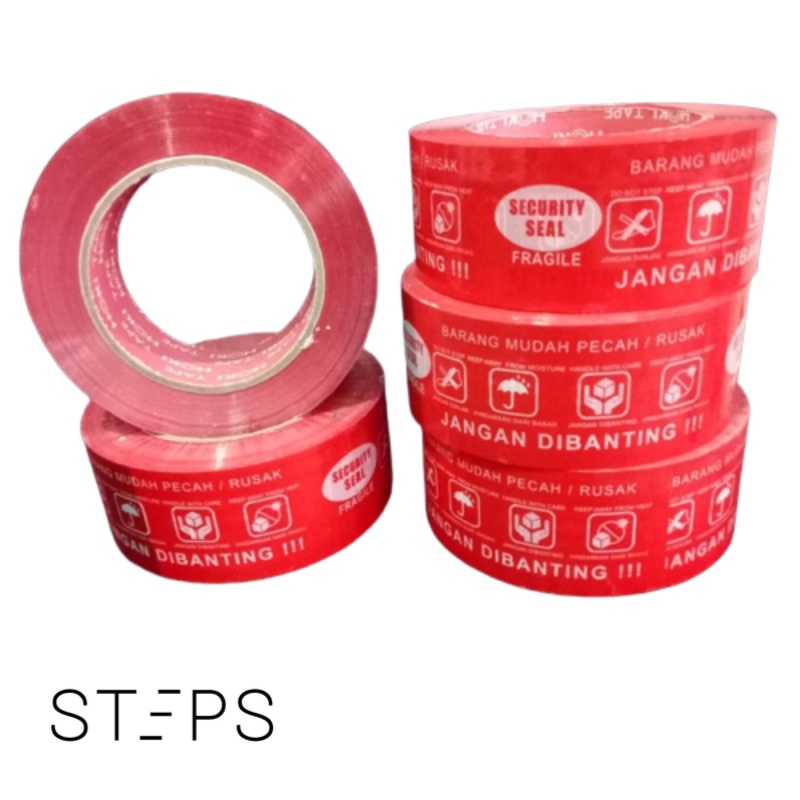 

Lakban Fragile Merah 45mm x 100Yard Super Tebal Termurah