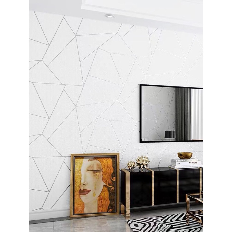 Wallpaper Dinding Motif Garis Geometris Dasar Biru Panjang 8 s/d 10Meter x Lebar 45cm