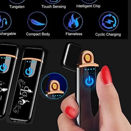 Best! Korek Api Elektrik USB Tipis Isi Ulang Flameless Tahan Angin Portabel Listrik Slim Saku ., Grosir Korek Api unik Elektrik USB Fingerprint Touch Sensor LED Screen DY-168