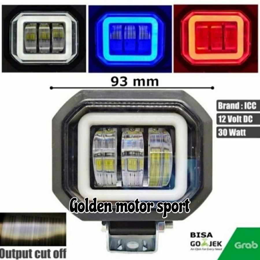 Lampu Tembak Led Sorot Daymaker K30 Bulat Kotak Terang Putih 30 Watt CWL 3 Lensa
