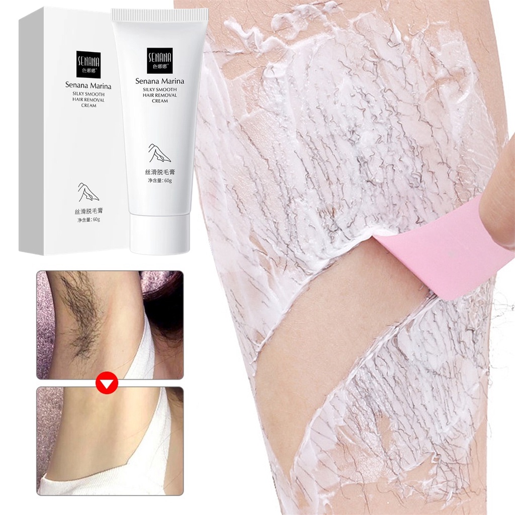 SENANA Krim Penghhilang Bulu Wanita Permanen Hair Removal Cream 60g Brewok  Perontok bulu Cepat Aman Tanpa Efek Samping - Marina Pure And Smooth Hair Removal Cream