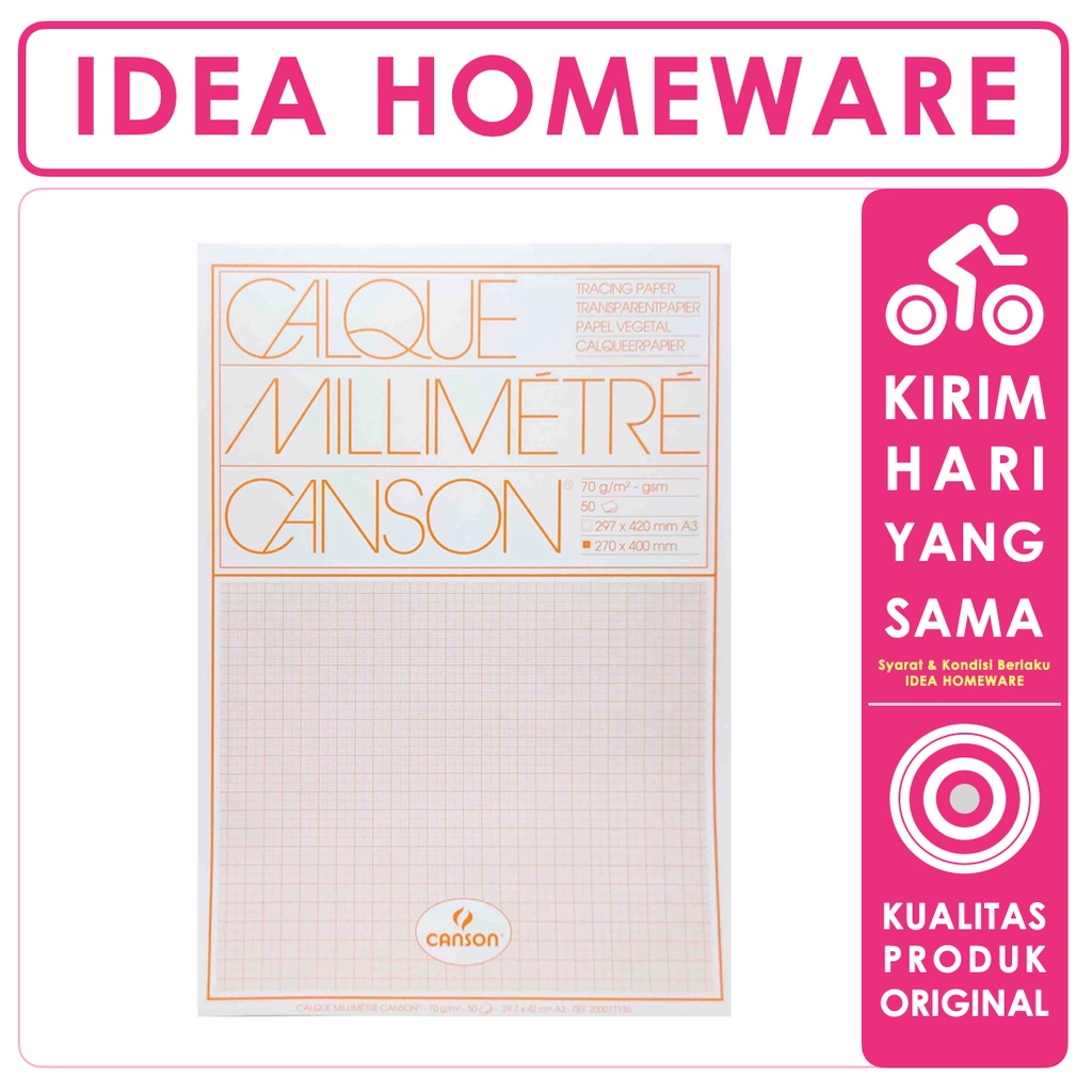 

Tracing Paper Canson Calque Millimetre A3 - Sketchbook kolom Kotak - 200017136