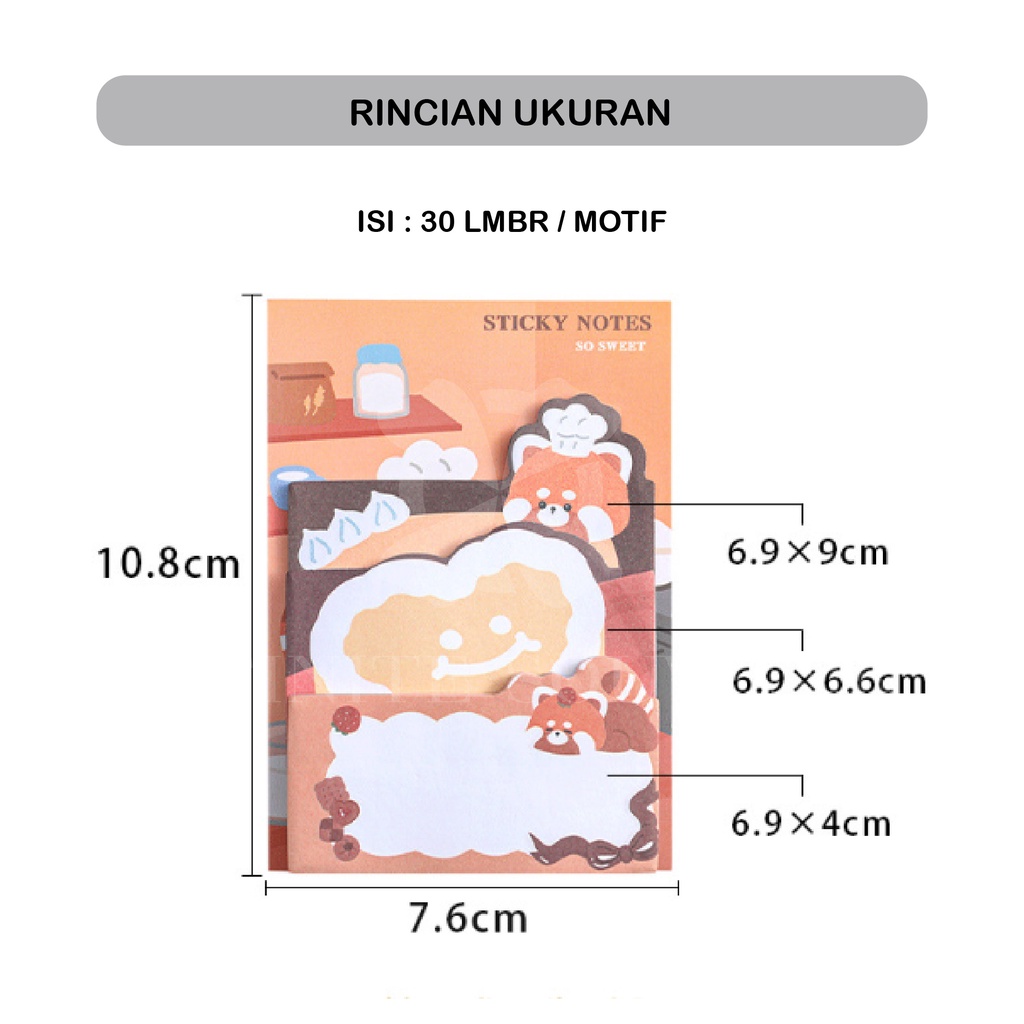 Sticky Notes 3in1 / Stick Note / Stick Maker / Kertas Memo Gambar Karakter Lucu Warna - Warni / Memo Tempel / Pembatas Buku Karakter Isi 90 Lembar