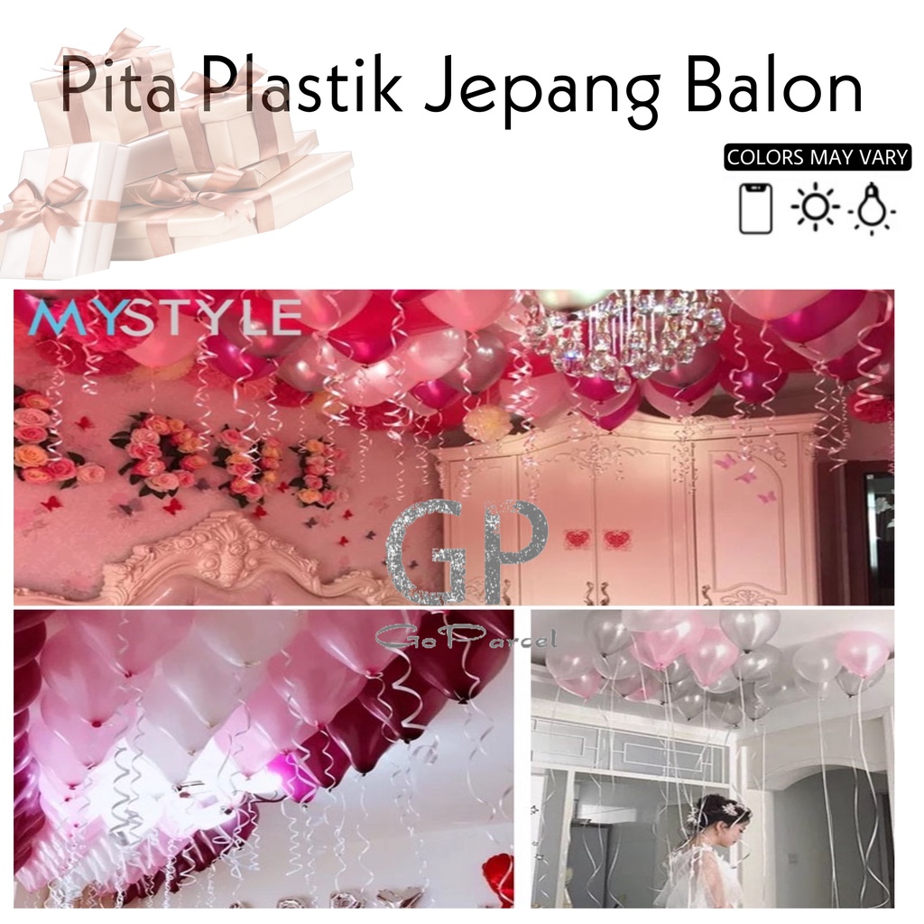 ( Rol 100 Yard ) PITA JEPANG POLOS 0.5 CM - CURLY RIBBON UNTUK PENGIKAT BALON ATAU HIASAN KADO HAMPERS SOUVENIR GOODIE BAG / DEKORASI RUANGAN PESTA - WARNA DIKIRIMKAN RANDOM