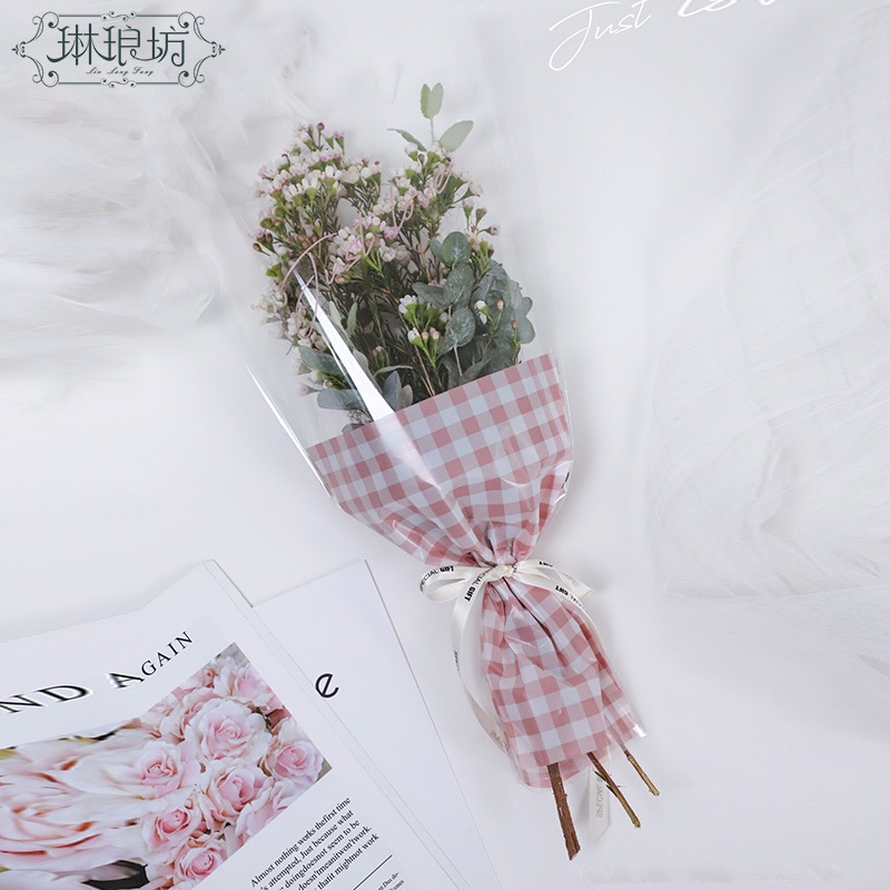 Plastik Bunga Single Rose Wrapping Flower( Jual tanpa bunga) Plastik Bunga Mawar Plastik Pembungkus Bunga Bijian Plastik KB6153