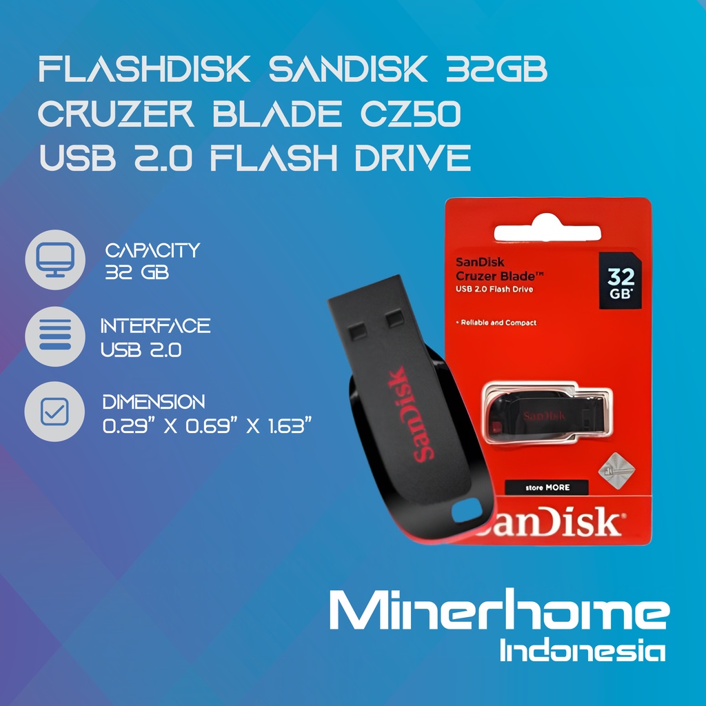 Flashdisk Sandisk 32Gb Cruzer Blade USB 2.0 Flash Drive