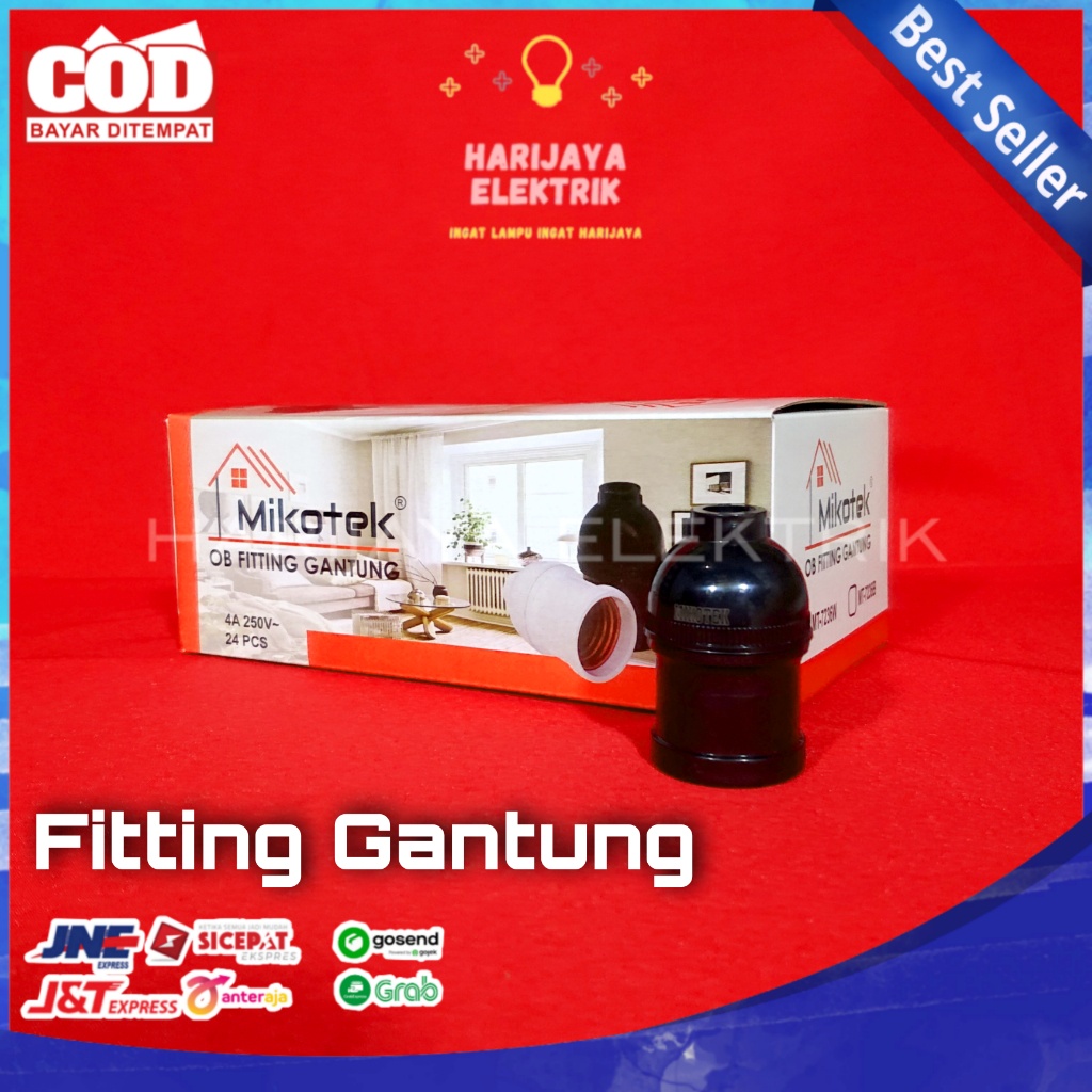 MIKOTEK FITTING LAMPU GANTUNG 4A 250V E27 MT-7236B FITING RUMAH BOHLAM