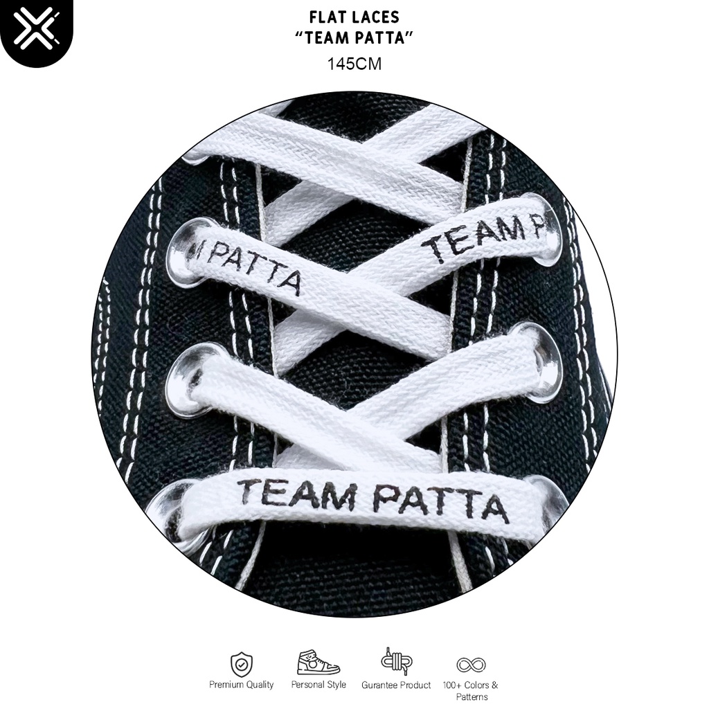 TALI SEPATU PUTIH TEAM PATTA (FLAT LACES) | PREMIUM SHOELACES