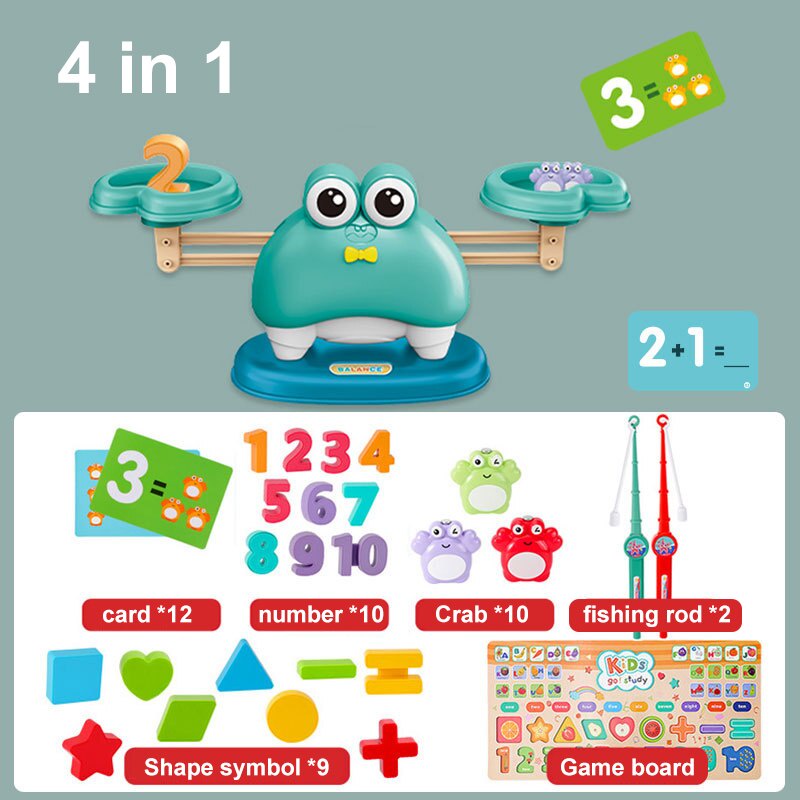 Mainan Matematika Timbangan Mainan Anak Belajar Berhitung Kepiting Balance Math Toy