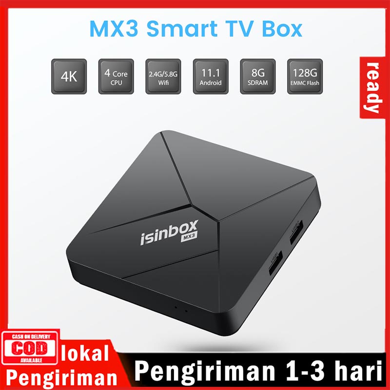 Isinbox MX3 Android Tv Box 8GB Ram 128GB Rom Android 11.1 Set Top Box 5G Wifi 4K HD Tv Box Support Y