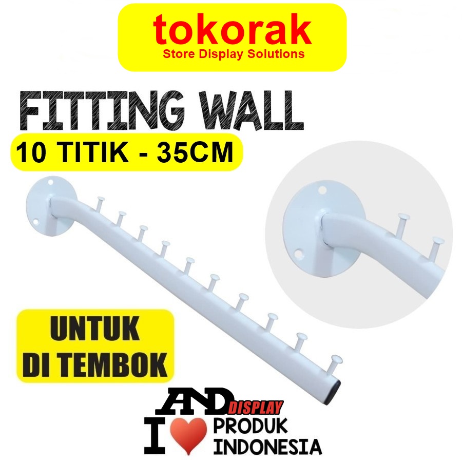 SULING BAJU FW 35CM PUTIH 10TITIK FITTING WALL GANTUNGAN HANGER TEMBOK