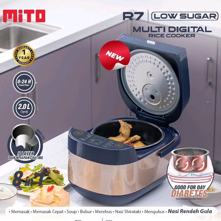 Rice Cooker Mitochiba R7  2 liter Low Carbo 8 in 1