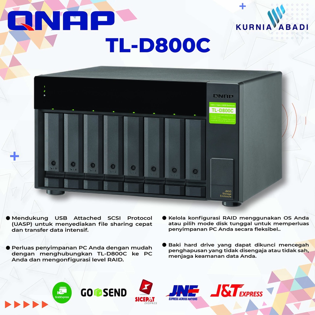 QNAP TL-D800C 8-Bay USB 3.2 Gen2 Type-C JBOD storage enclosure