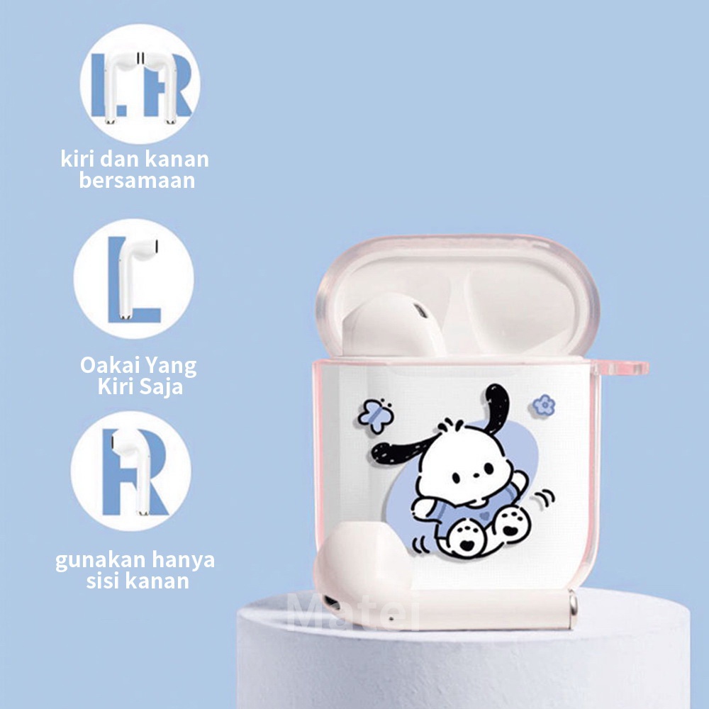 Matei Headset Bluetooth 5.0 Earphone TWS i12 Wireles Inpods Kartun Silicone Transparan Case doraemon