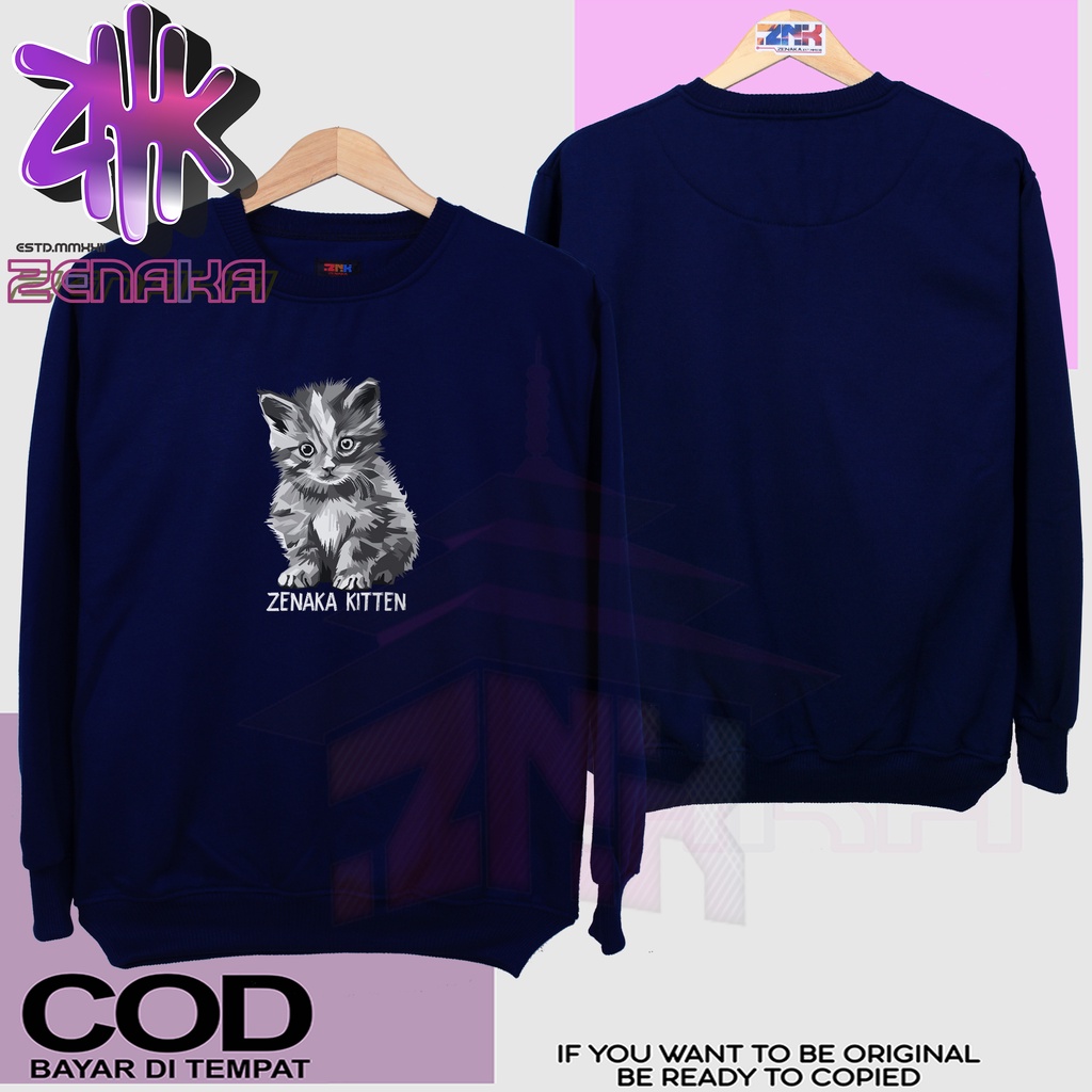 Zenaka Crewneck pria distro aesthetic Sweater pria distro keren 2023  Crewneck pria oversize tebal polos hitam Sweater pria distro tebal aesthtetic Jaket pria keren distro terbaru 2023 Hoodie pria distro aesthetic graffity simple Kitten