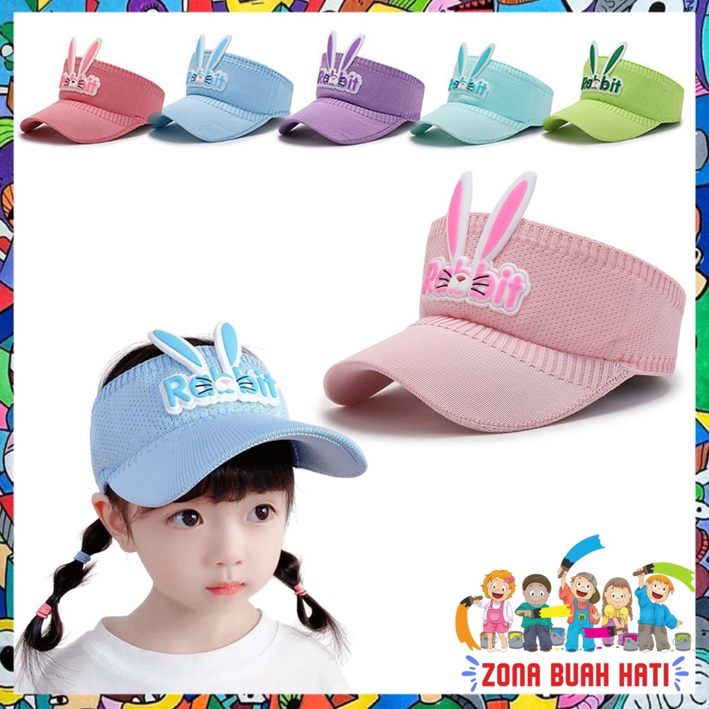 ZBH Topi Golf Rajut Anak Motif Rabbit Baseball Cap Sport Senam Zumba Jogging Topi Pantai Anak Korea Fashion Visor Hat Anak Murah Import