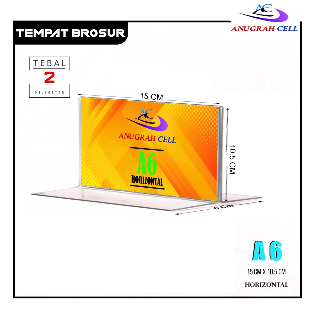 

STAND AKRILIK A6 T HORIZONTAL - DISPLAY 2 UNTUK TEMPAT BROSUR / TENT HOLDER / TENT CARD