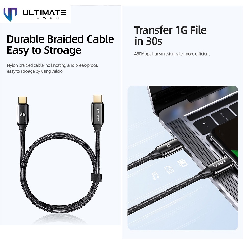 Ultimate Kabel Data Cable PD 240W Type-C to Type C USB-C Super Fast Charging