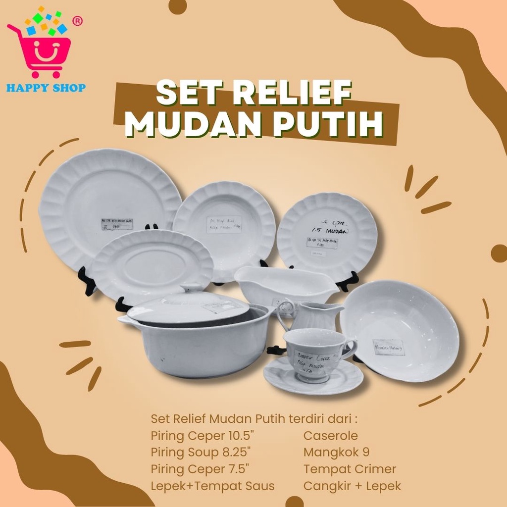 RRT Relief Mudan Putih Series - Piring Ceper 10,5 Grosir 1/2 Lusin