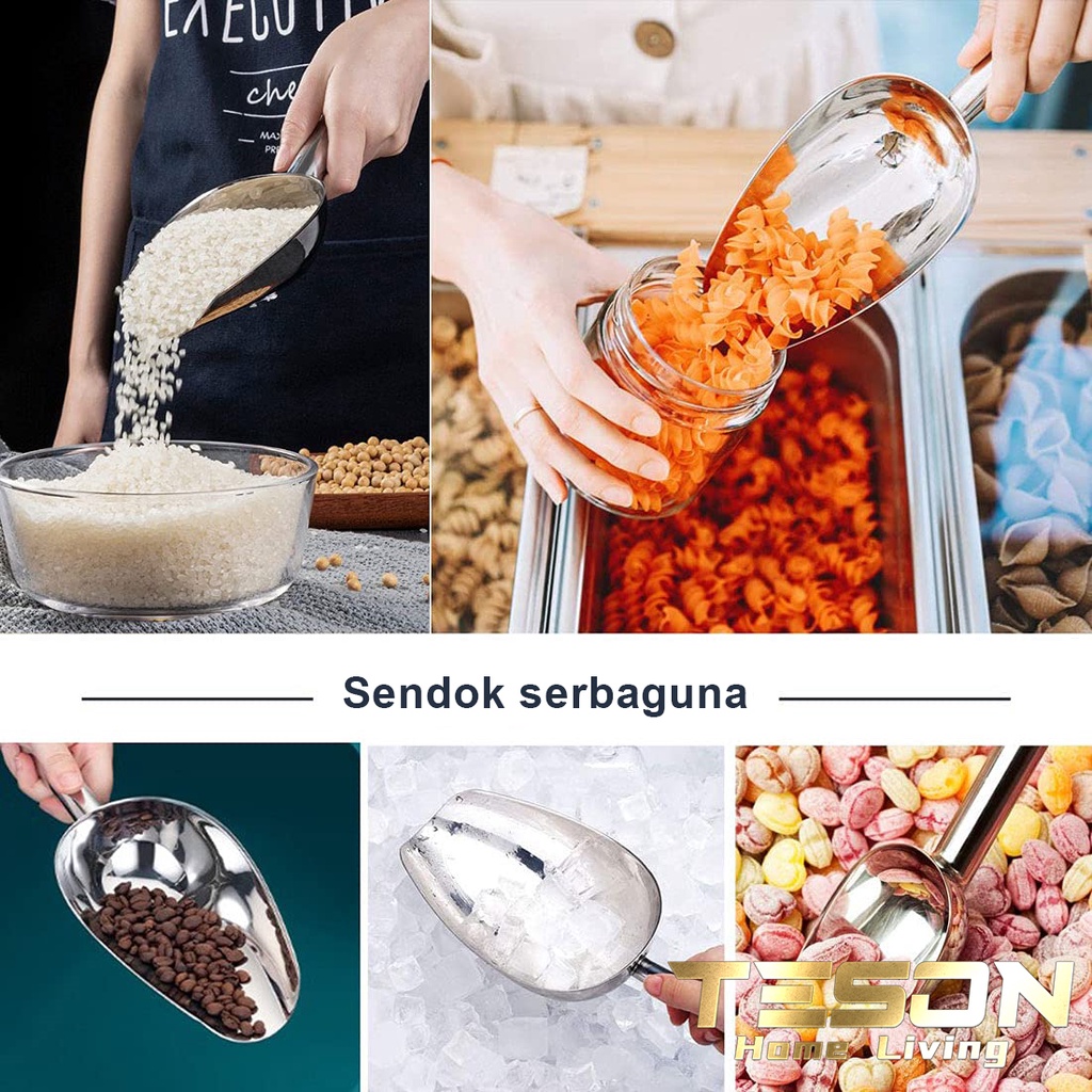 Sendok Sekop Es Batu Stainless Skop Serokan Beras Tepung Ice Scoop