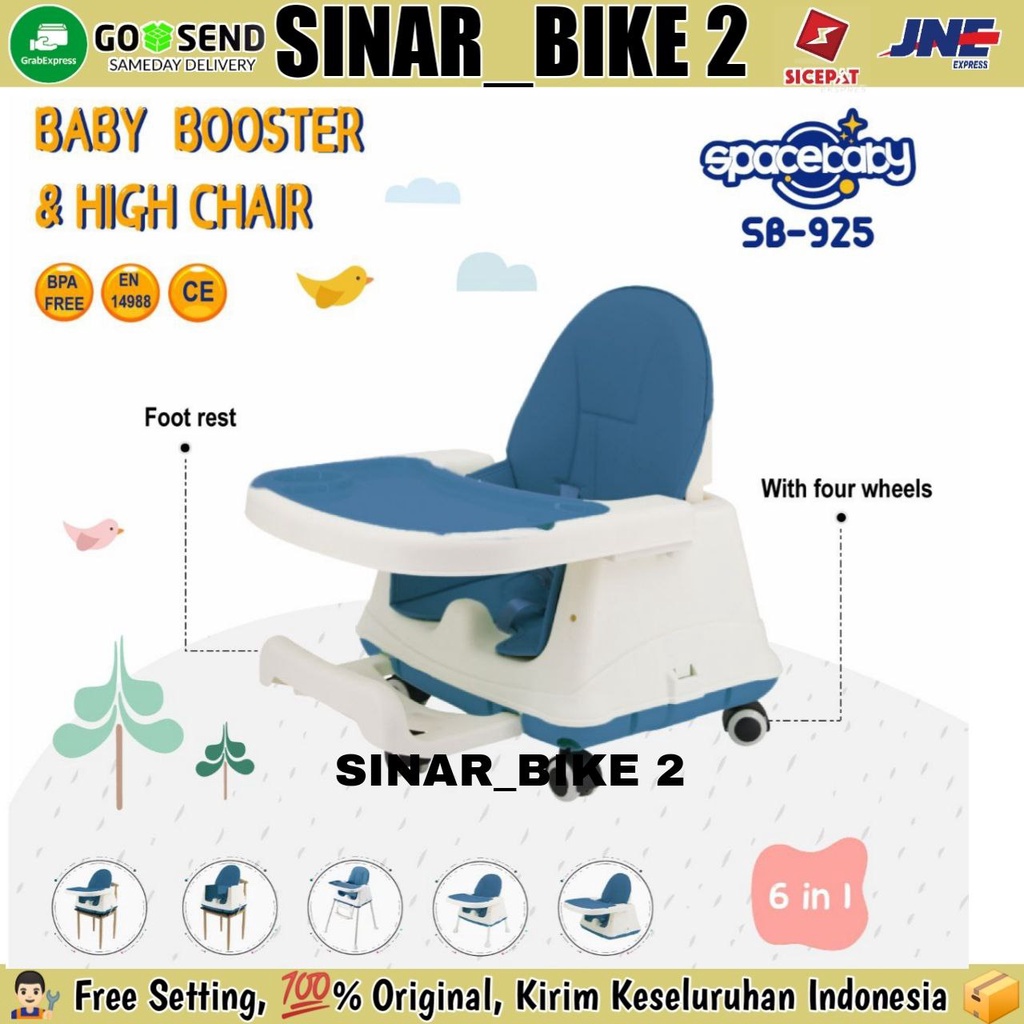 Booster Seat 3 In 1 Baby Chair SPACEBABY SB 518 Kursi Makan Bayi Folding &amp; Booster Seat 6 In 1 Baby Chair SPACEBABY