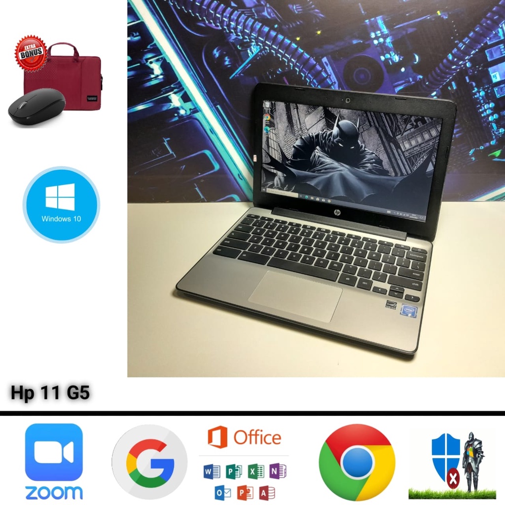 Laptop Hp 11 G5 Celeron Ram 4GB SSD 128GB Windows 10 Siap Pakai
