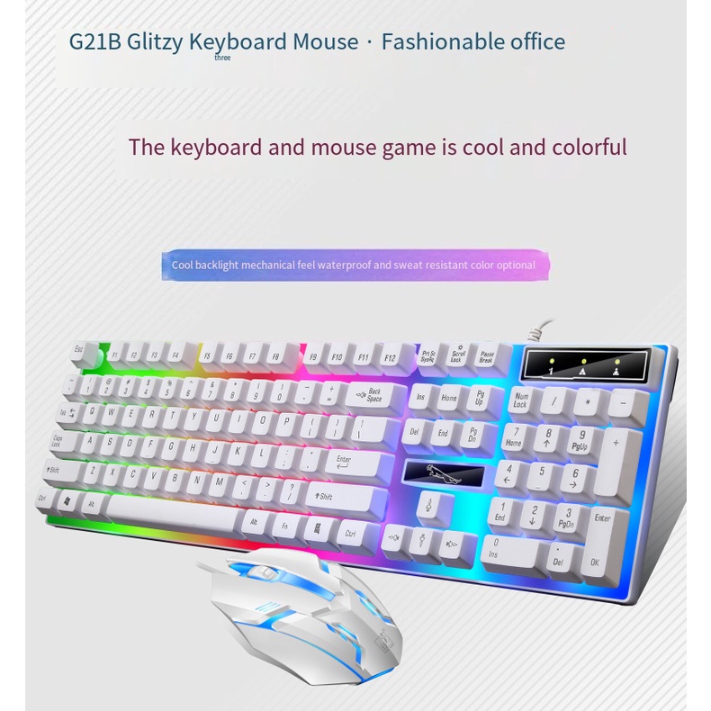 YUN Mall Keyboard Gaming Keyboard Mechanical G21B Paket Gaming Keyboard dan Mouse RGB Waterproof For Pc Laptop Hp