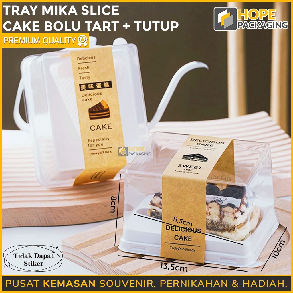 [ 5 PCS ] Tray Mika Putih Matte Slice Cake Bolu Tart + tutup