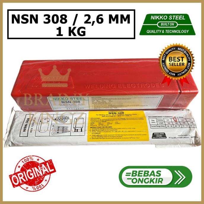 Kawat Las Stainless Nikko Steel NSN308 E308 ukuran 2,6mm NSN 308 2.6mm